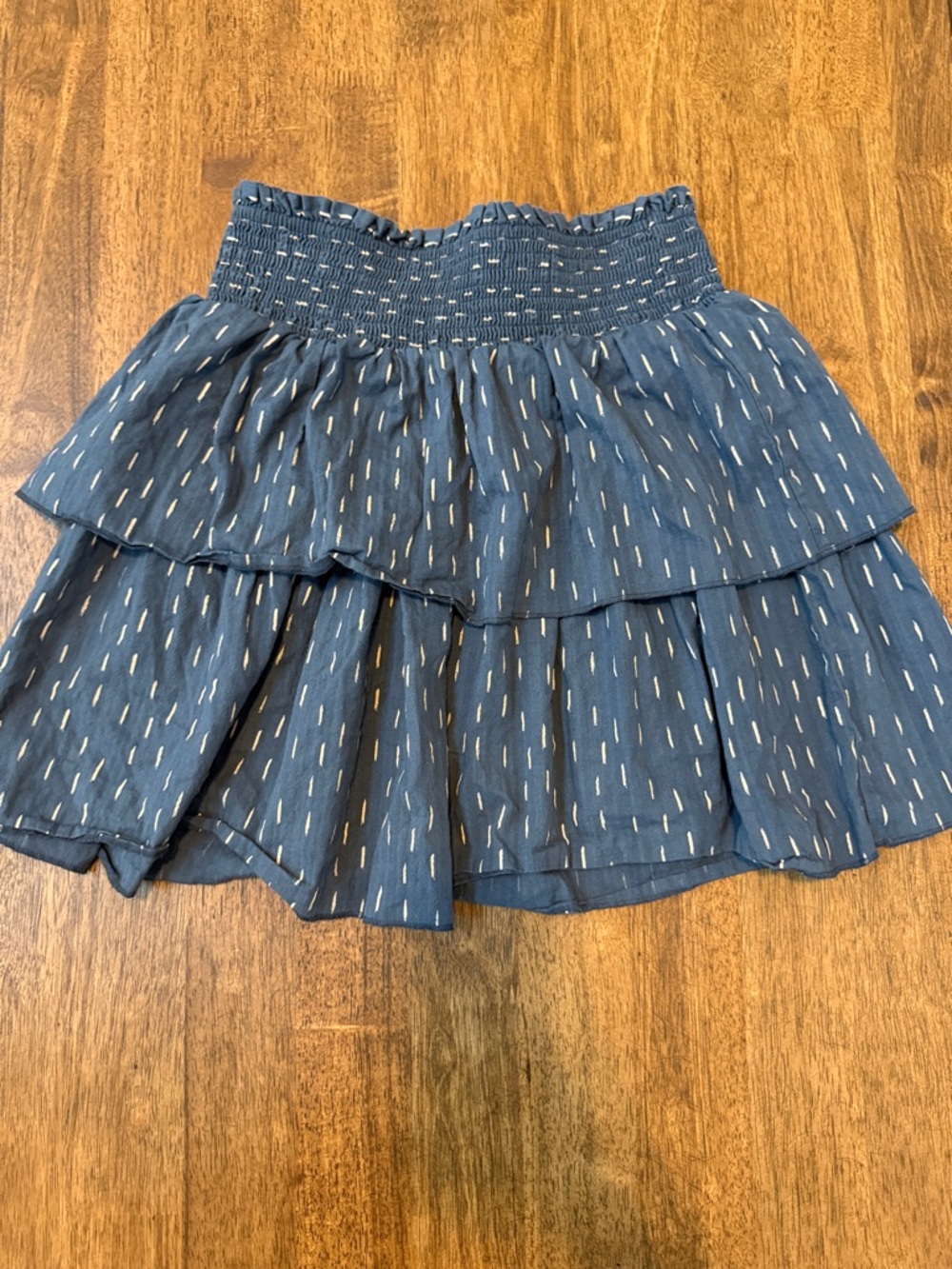 Universal Thread Blue Gray Patterned Smocked Tiered Skater Skirt